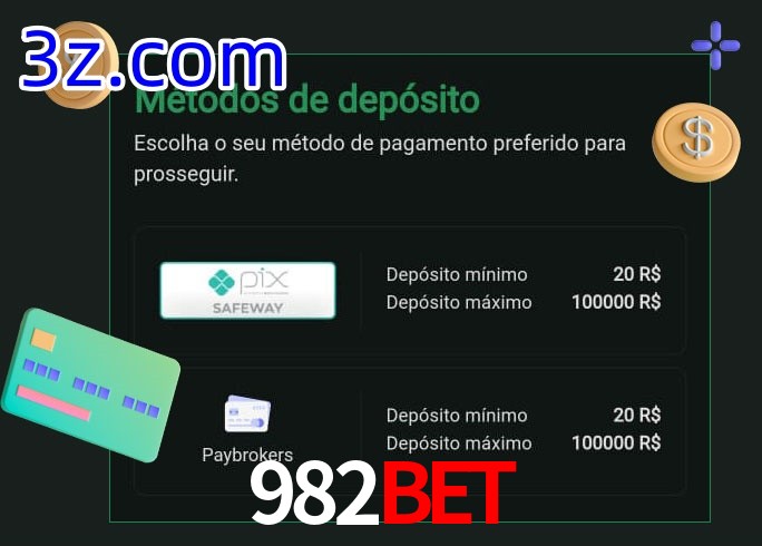 O cassino 982BET oferece uma grande variedade de métodos de pagamento